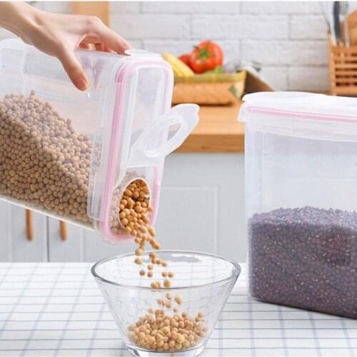 Storage Tank Kitchen Sealed Can Storage Snap-Type Sealed Cans Whole Grain Plastic Covered Storage Tank Transparent Storage Box