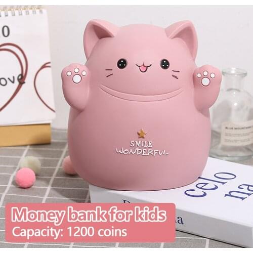 Piggy Bank Lovely Vinyl Cash Coin Can Money Saving Box for Kids New Year Gift Party Home Office Decoration 7x5.5x6.7in