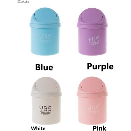 Creative Mini Desktop Shake Cover Trash Can With Lid Storage Bucket Action Figure sakura Plastic Household Clean Desk Ashbin new