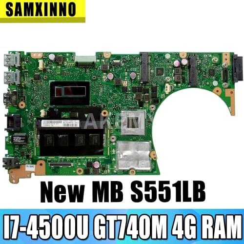 Akemy S551LB Mainboard For Asus S551LN S551LB S551L Vivobook Laptop motherboard I7-4500U GT740M 4G RAM REV2.2 Test
