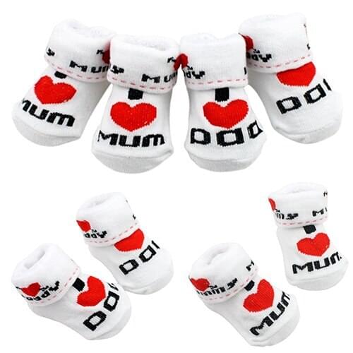 Cute Cotton Baby Socks White I Love Mum I Love Dad 0-6 Months Newborn Infant Boys Girls Baby Socks