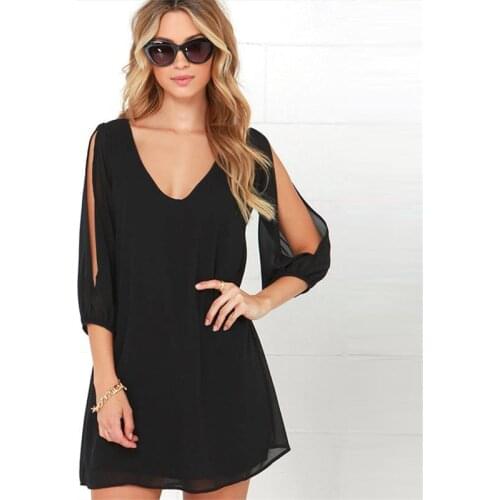 Summer Fashion Sexy Dress Women Casual Brief Loose Chiffon bodycon dress Female Elegant V-neck Dresses A-line Woman Dress