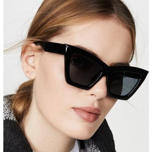 Simple Vintage Sun Glasses Women Cat Eye Sunglasses Men Lunette PC Frame Eyeglasses Oversize Oculos feminino Trendy Gafas Retro