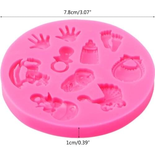 Q9QF Cute Baby Silicone Fondant Cake Mold Baby Shower Theme Mini Cake Fondant Mold Candy Silicone Molds Set for Candy Fondant