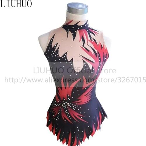 LIUHUO Womens Girls' Adult Performance Multicolor Rhythmic Gymnastics Competition Leotard Ice Figure Skating Dress Sleeveless