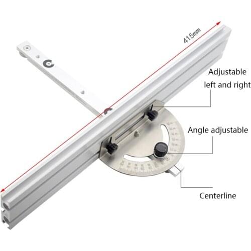 Woodworking Table Saw Angle Ruler w/ 415mm/16.34'' Fence Adjustable Angle Gauge Miter Gauge Guide Alluminium Alloy Tool
