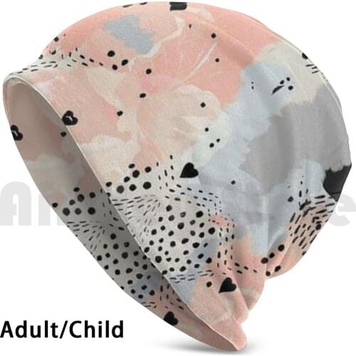Vsco Print Beanies Knit Hat Hip Hop Patterns Pink Spots Polka Dots Gray Black Ink Cheerful Cute Peaceful Calm