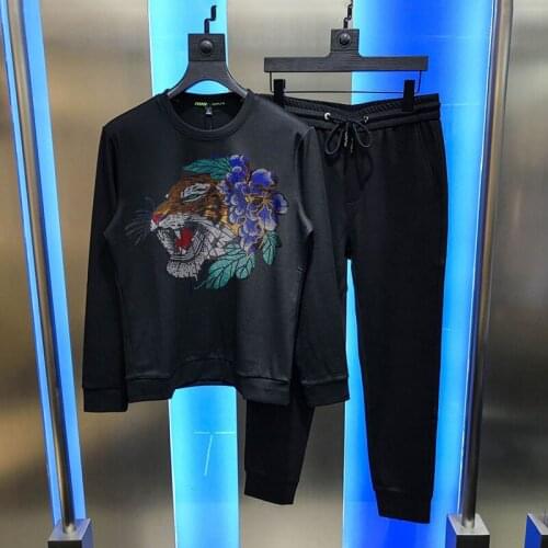 High Quality Comfortable Warm Slim Jogging Hoodie Handmade O-Neck Winter Mens Brand Tracksuit Luxury Sets