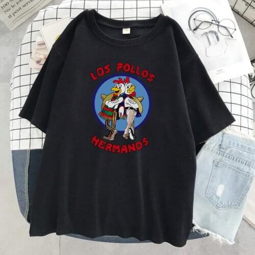 Los Pollos Hermanos Funny Cartoons Print Tshirt Women Fashion Brand Tshirt Hip Hop Style T-Shirt Casual Soft Tops Womens New