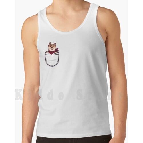Shiba Inu Pocket V.2 tank tops vest sleeveless Shiba Shiba Inu Shibe Doge Dog Pocket Cute Pocket Design Kawaii Kawaii