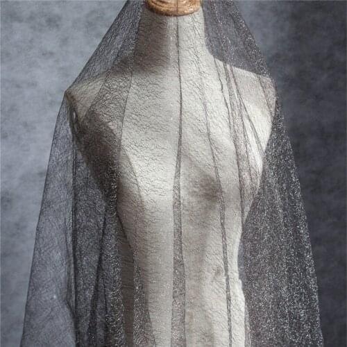 Lace16 1Yard Fashion Irregular Hollow out Mesh Fabric The Black Yarn Gauze Wedding Dress Veil Lace Fabric The Curtain Clothes