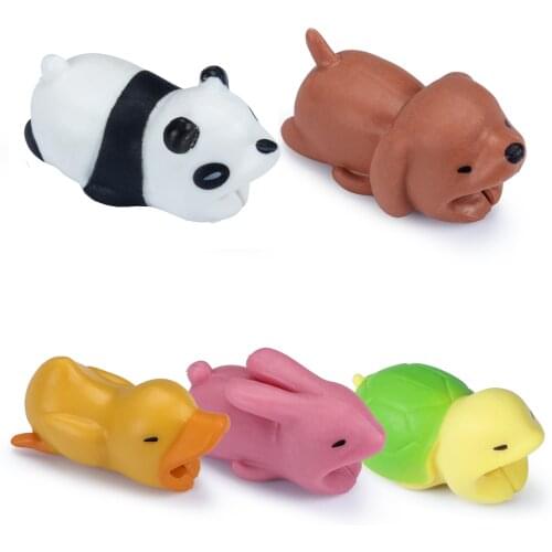 10pcs/lot Cartoon Animal Bite USB Cable Protector Organizer Data Line Winder Charging Protector For iPhone iPad Cord Cute Panda