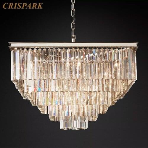 1920s Odeon Clear Crystal Black Metal Square Luxury Chandelier LED Indoor Decorative Lighting for Bedroom Living Room Hotel