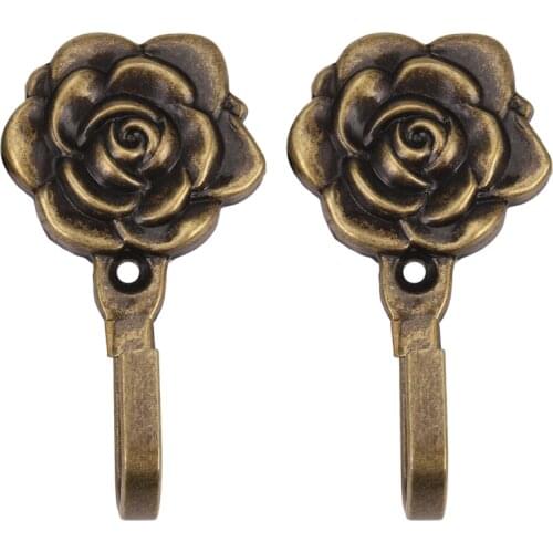 2Pcs Metal Rose Flower Curtain Tie Back Tieback Holders Wall Hooks Decor
