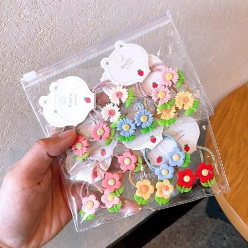 5pairs/lot New Cute Cartoon Elastic Hair Bands Rubber Hair Rope Tie Girls Hair Scrunchie Ponytail Holder Gum Accessories