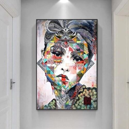 Abstract Colorful Girls Canvas Paintings Posters and Prints Modern Art Graffiti Pop Art Paintings Pictures Living Room Decor