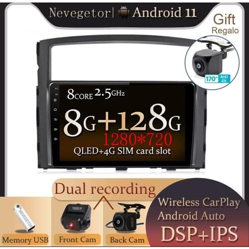 DSP 360 Camera 8G+128G Android 11 For Mitsubishi PAJERO 4 2006 - 2014 Car Radio Multimedia Video Player Navigation GPS 2 din dvd