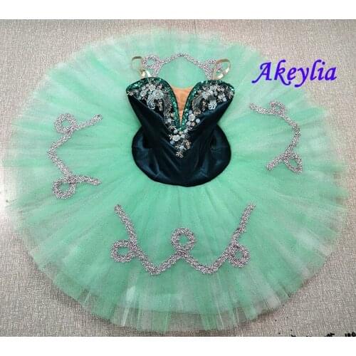 Green Silver Ballet Tutu for Women sugar plum fairy competition tutu costumes Adult pre-Professional Ballet stage Tutu velvet