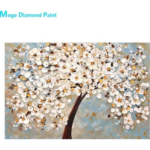 White Flower Tree Diamond Painting Oil Floral Round Full Drill Nouveaute DIY Mosaic Embroidery 5D Cross Stitch Home Decor Gifts