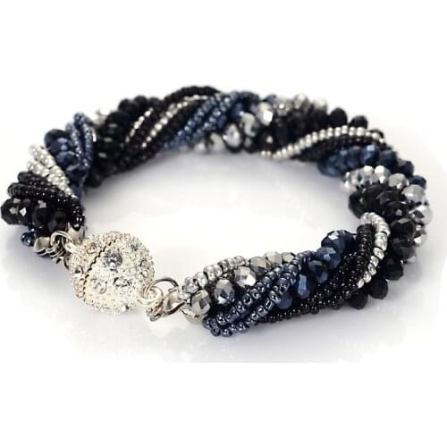 Miasol Fashion Multiple Layer Strands Crystal Seed Beads Charm Magnetic Bracelets Summer Jewelry B1470