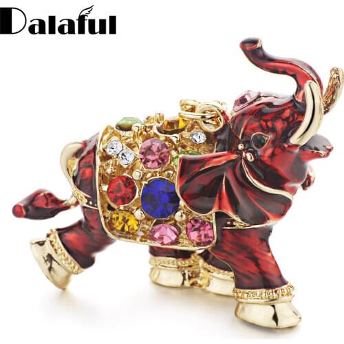 Dalaful 3D Auspicious Elephant Key Holder Chains Whole Enamel Colorful Crystal Bag Pendant Keyrings KeyChains For Women K280