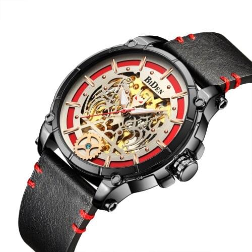 BIDEN automatic watch genuine leather 3 ATM waterproof 2020 top brand watch creative watch for man
