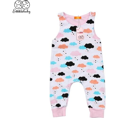 Black Firday Deals Baby Kids Boy Girl Infant Heart Cloud Print Romper Sleeveless Jumpsuit Playsuit Cute Kids Outfits Clothes