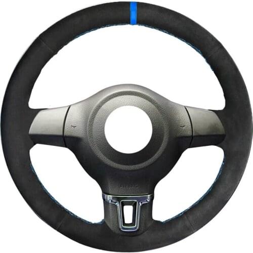 Black Alcantara Material Suede Leather Car Steering Wheel Cover for Volkswagen Golf 6 Mk6 VW Polo MK5 2010-2013