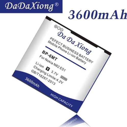 Da Da Xiong high capacity 3600mAh BP 6MT BP-6MT BP6MT Li-ion Phone Battery for Nokia N81 N82 6720 E51 E51i Cell Phone Battery