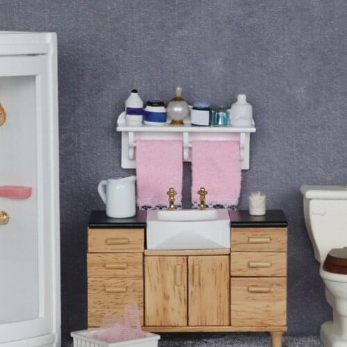 1:12 Dollhouse Mini Wooden Bathroom Shelf Model Accessory Pretend Play DIY