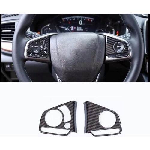 For Honda CR-V CRV 2017 2018 ABS Carbon Fiber Steering Wheel Button Decorative sticker Cover Trim Car styling accessories 2pcs