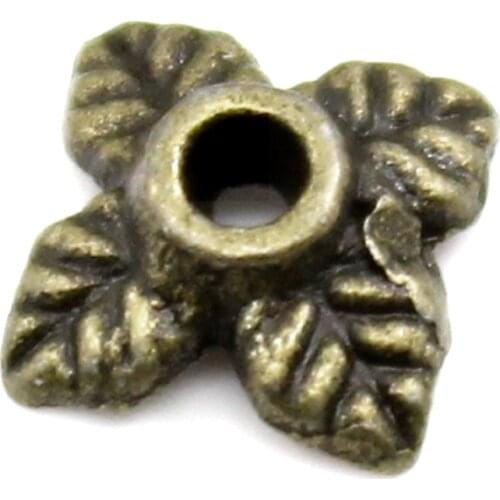 Doreen Box Lovely Bead Caps 4 Petals Flower Antique Bronze(Fits:8-14mm Beads) 8x6mm,400PCs (B22808)
