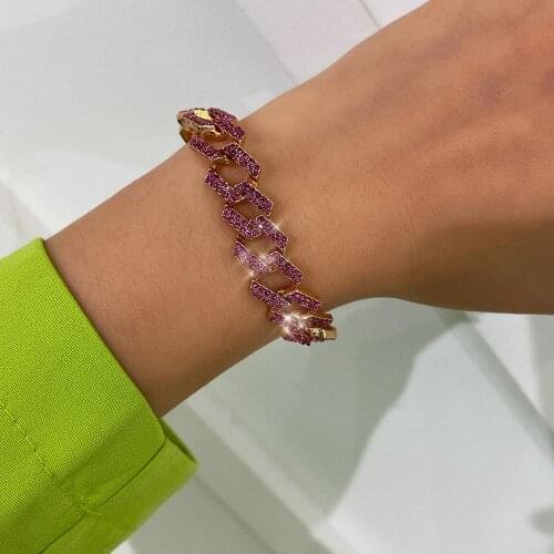 2020European Fashion Lucky Bracelets For Women Cubic Zirconia Cuban Chain Tennis Bracelets & Bangles Bridal Wedding Jewelry Gift