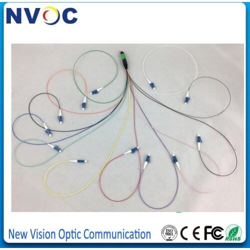 MPO Female to 12cores harness Fiber Pigtail,Insertion loss:0.35dB,SM,SX,0.9mm,50cm Length,LC/UPC Fan Out Pigtail