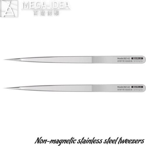 Pointed non-magnetic rust and wear-resistant maintenance welding tools fast fixture stainless steel tweezers 0.10mm and 0.15mm