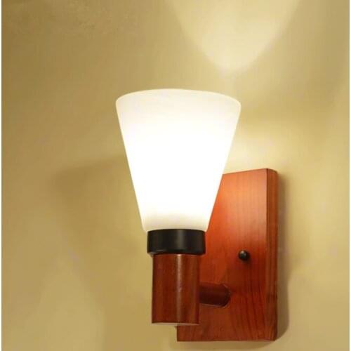 Chineses style retro red wood art wall lamps white frosted glass E27 LED lamp for bedroom&porch&stairs&pavilion&studio HXBD006