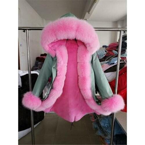 2020 fashion new women outwear real fox fur collar faux fur Liner thick warm long winter jacket