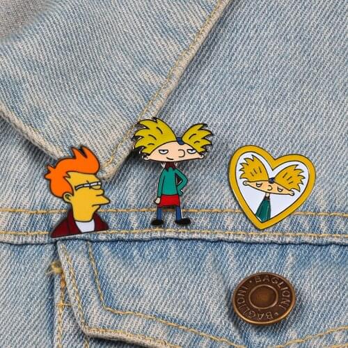 Cartoon Arnold Pins Fun Anime Boy Enamel Collection Fashion tv Show Brooch for Friends Backpack Lapel Badge Jewelry Gift