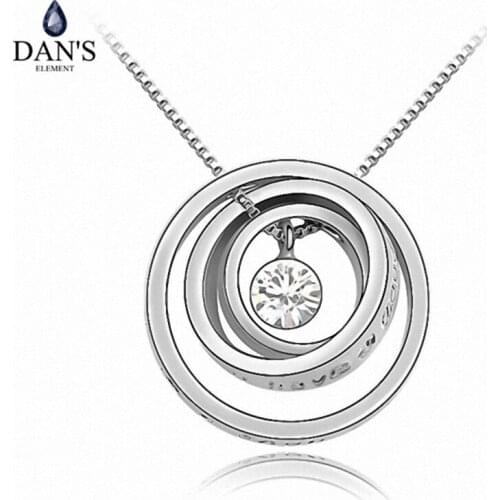 DANS ELEMENT 8 Colors Real Austrian Crystals Concentric circles pendant Rhinestone crystal necklace round #86020