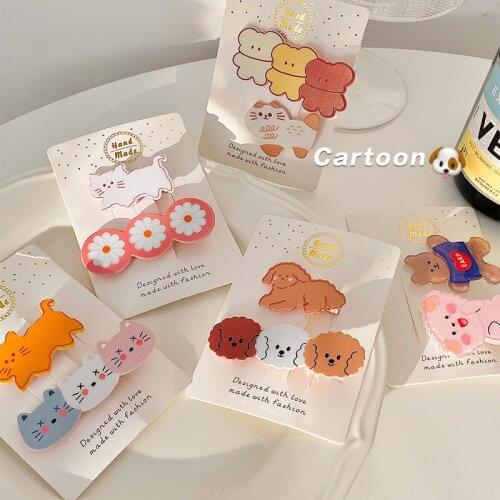 New Girl Heart Cartoon Hairpin Creative Childrens Hairpin Cute Animal Side Clip Acrylic Headdress Hair Accessories