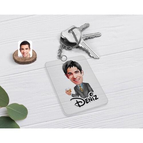 Personalized Men 'S Caricature Of Transparent Plexiglass Anahtarlık-52