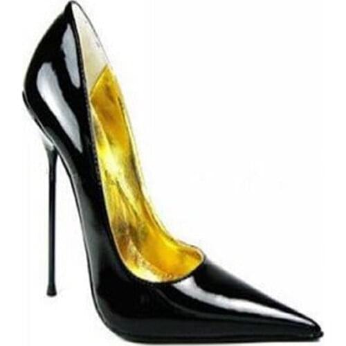 Sexy Pointed Toe 12Cm 14Cm Ladies High Heels Shoes Stilettos Metal Heels Women Pumps Fashion Plus Size Shoes 32-52