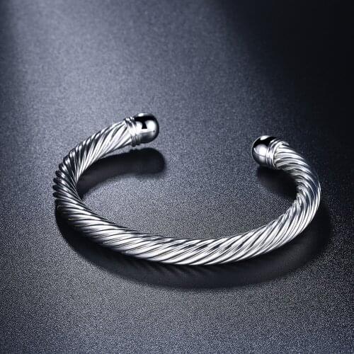 Popular brands twisted wire bangles 925 Sterling Silver cuff Bracelets for Women Fashion Wedding Party Christmas Gift Jewelry