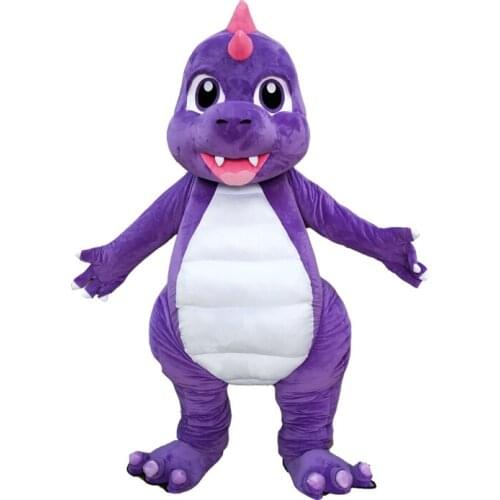Lovely Purple Dragon Dinosaur Mascot Costume Commercial Advertising Carnival Party Dress Outfit for Adult