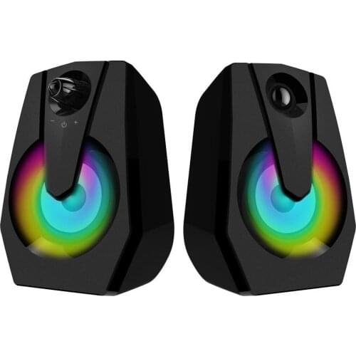 Wired Stereo USB Powered LED Night Light Laptop Desktop Colorful Dual Speakers