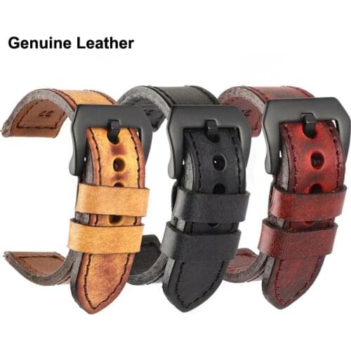 Vintage Genuine Leather Watch Band 22mm for for Galaxy Gear S3 Huami amazfit Huawei GT 2E Honor GS Pro 100% Whole Leather Strap