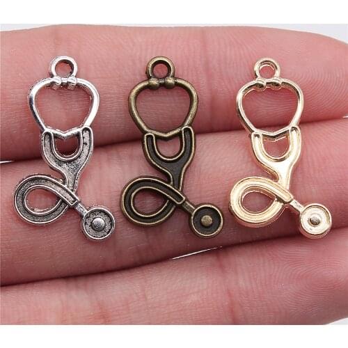Tristana 40pcs 27x16mm Medical Equipment Stethoscope Charms For Jewelry Making Stethoscope Charms