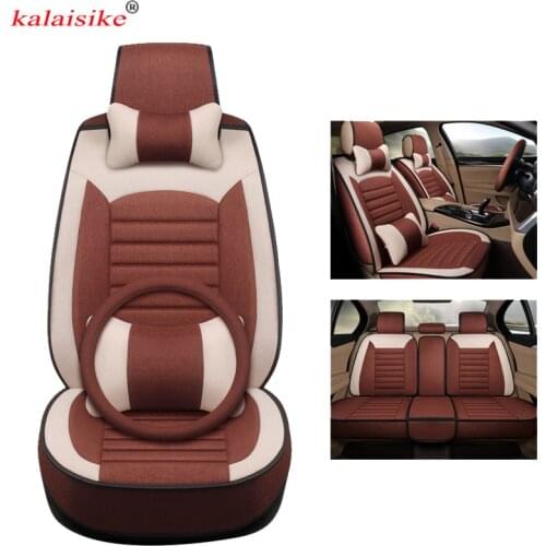 Kalaisike universal Flax car seat covers for Chevrolet all models aveo lacetti sonic spark equinox Cruze Epica Malibu captiva