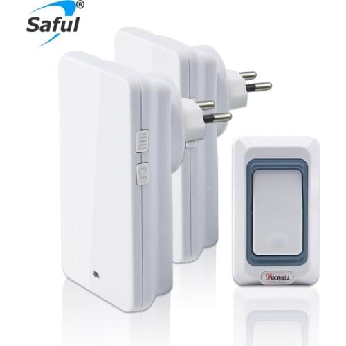 Saful Waterproof Wireless Doorbell EU/US/UK/AU Plug Wireless Bell Easy Install Adjustable Indoor Ring Volume Free Shipping