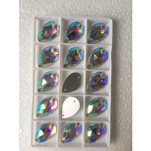 High Quality Crystal Teardrop Sew On Rhinestones AB Clear Droplet Sewing Stones Glass стразы Sew-On Rhinestone Wedding Dress